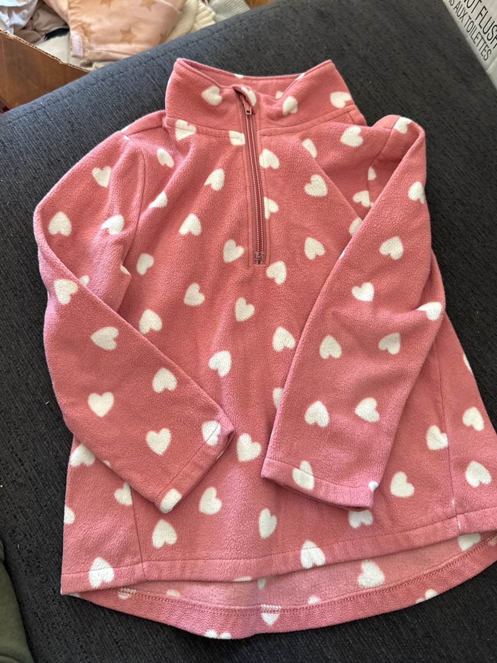 Old Navy Pink Fleece Pullover with White Heart Print